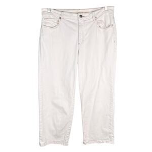 Eileen Fisher Cropped Jeans 12 Cream Organic Cotton Stretch